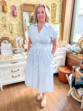 Load image into Gallery viewer, Entro Blue Striped Midi Dress
