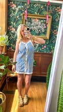 Load image into Gallery viewer, Blue Stripe Overall Dress
