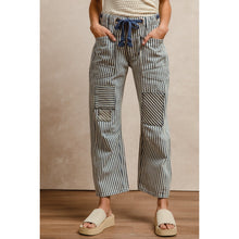 Load image into Gallery viewer, Blue Striped Twill Barrel Pants
