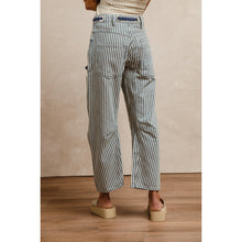 Load image into Gallery viewer, Blue Striped Twill Barrel Pants
