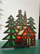 Load image into Gallery viewer, Vintage Stained Glass Christmas Candleholder
