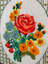 Load image into Gallery viewer, Vintage Floral Cross Stitch Artwork
