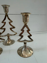 Load image into Gallery viewer, Vintage Christmas Tree Candlesticks S/3
