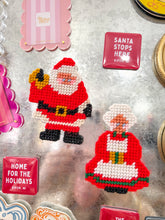 Load image into Gallery viewer, Vintage Cross-stitch Mr. &amp; Mrs. Clause Magnets
