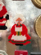 Load image into Gallery viewer, Vintage Cross-stitch Mr. &amp; Mrs. Clause Magnets
