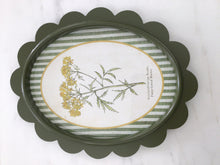 Load image into Gallery viewer, Green Scalloped Framed with Floral Artwork
