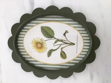 Load image into Gallery viewer, Green Scalloped Framed with Floral Artwork
