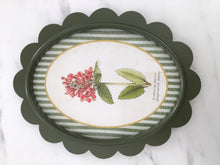 Load image into Gallery viewer, Green Scalloped Framed with Floral Artwork
