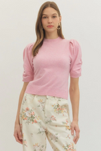 Load image into Gallery viewer, Puff Sleeve Knit Pink Top
