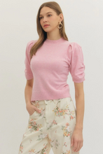 Load image into Gallery viewer, Puff Sleeve Knit Pink Top
