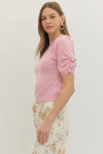 Load image into Gallery viewer, Puff Sleeve Knit Pink Top
