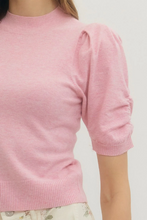 Load image into Gallery viewer, Puff Sleeve Knit Pink Top
