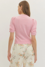 Load image into Gallery viewer, Puff Sleeve Knit Pink Top
