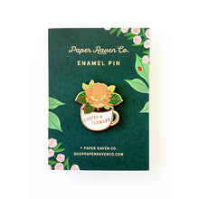 Load image into Gallery viewer, Coffee and flowers enamel pin
