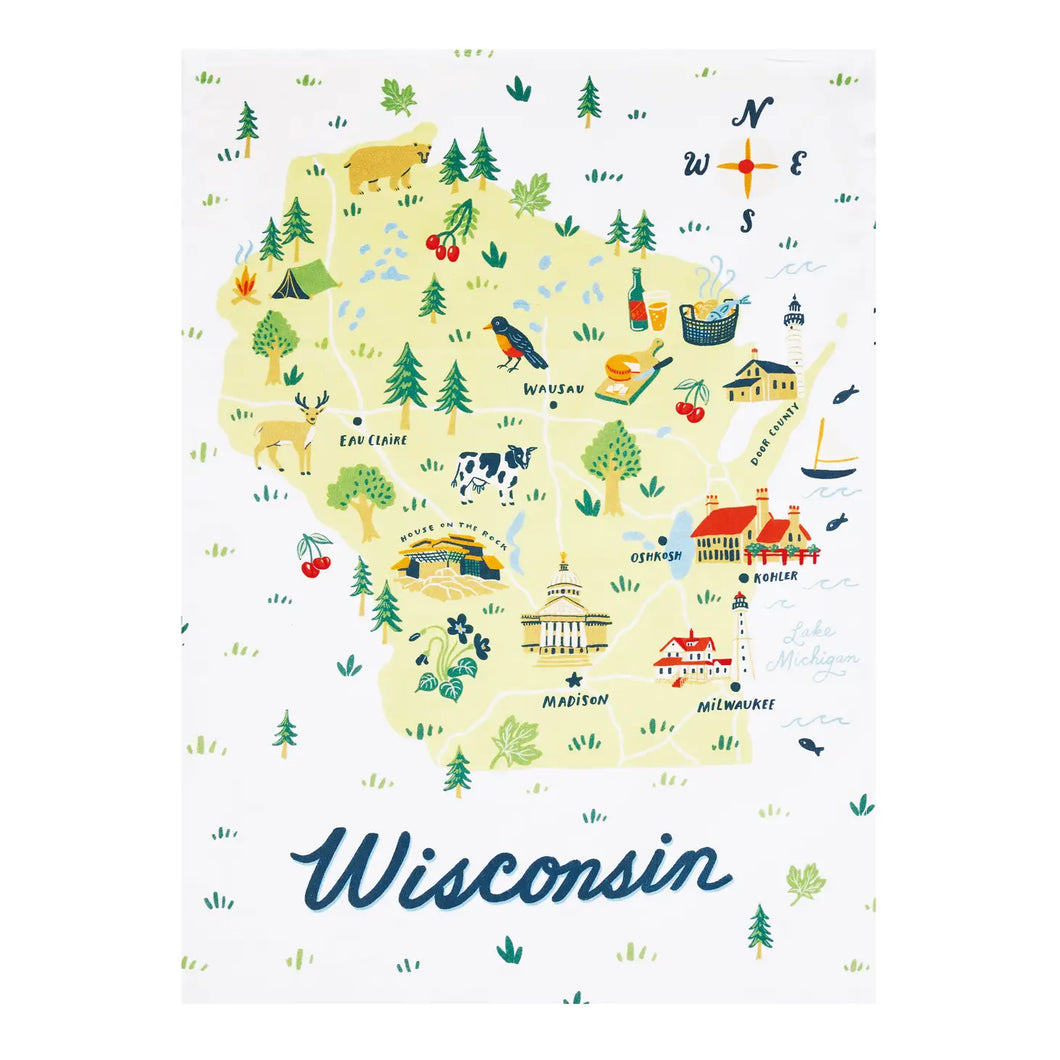 Wisconsin printed tea towel