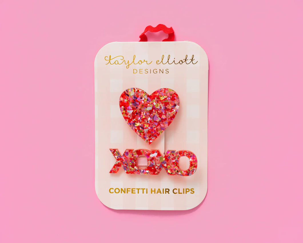 Heart + XOXO hair clips