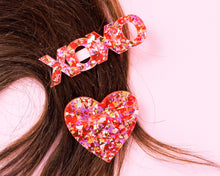 Load image into Gallery viewer, Heart + XOXO hair clips
