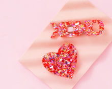 Load image into Gallery viewer, Heart + XOXO hair clips
