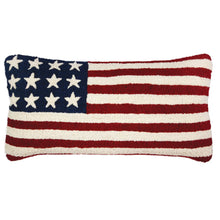 Load image into Gallery viewer, Stars and Stripes hooked pillow
