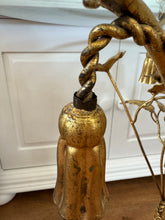 Load image into Gallery viewer, Vintage Italian Gilt Metal Flower &amp; Tassel Side Table
