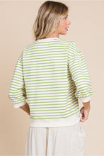 Load image into Gallery viewer, Striped puff sleeve top
