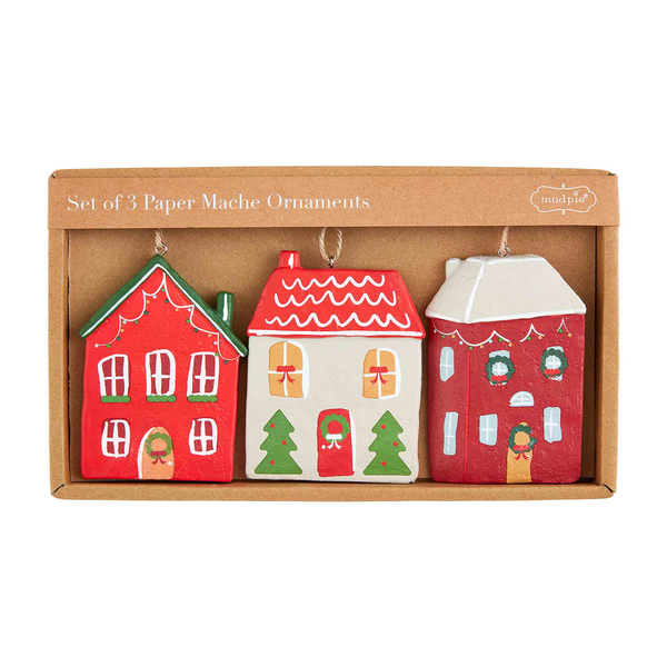 Paper Mache Home Ornament Set