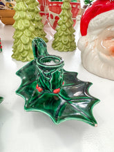 Load image into Gallery viewer, Vintage Ceramic Holly Candlestick Holders
