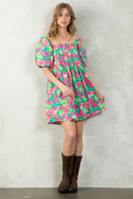 Load image into Gallery viewer, THML Rose Print Puff Sleeve Dress
