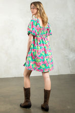 Load image into Gallery viewer, THML Rose Print Puff Sleeve Dress
