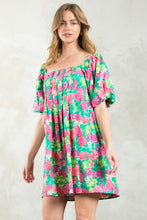 Load image into Gallery viewer, THML Rose Print Puff Sleeve Dress
