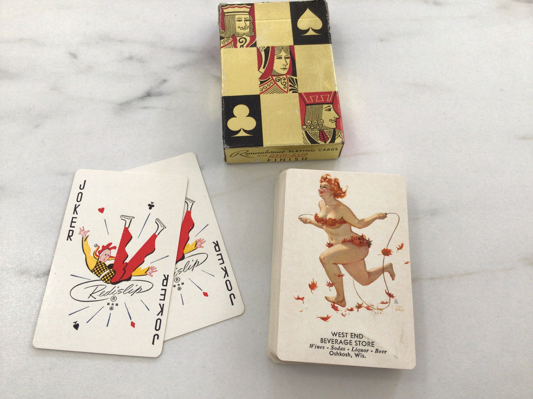 Vintage frolicking girl deck of playing cards