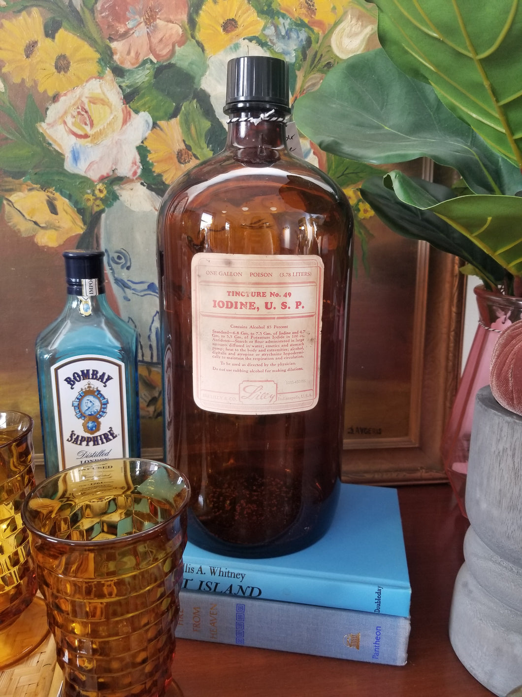 Vintage Eli Lilly Iodine amber pharmacy bottle