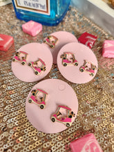 Load image into Gallery viewer, Pink Golf Cart Enamel Stud Earrings
