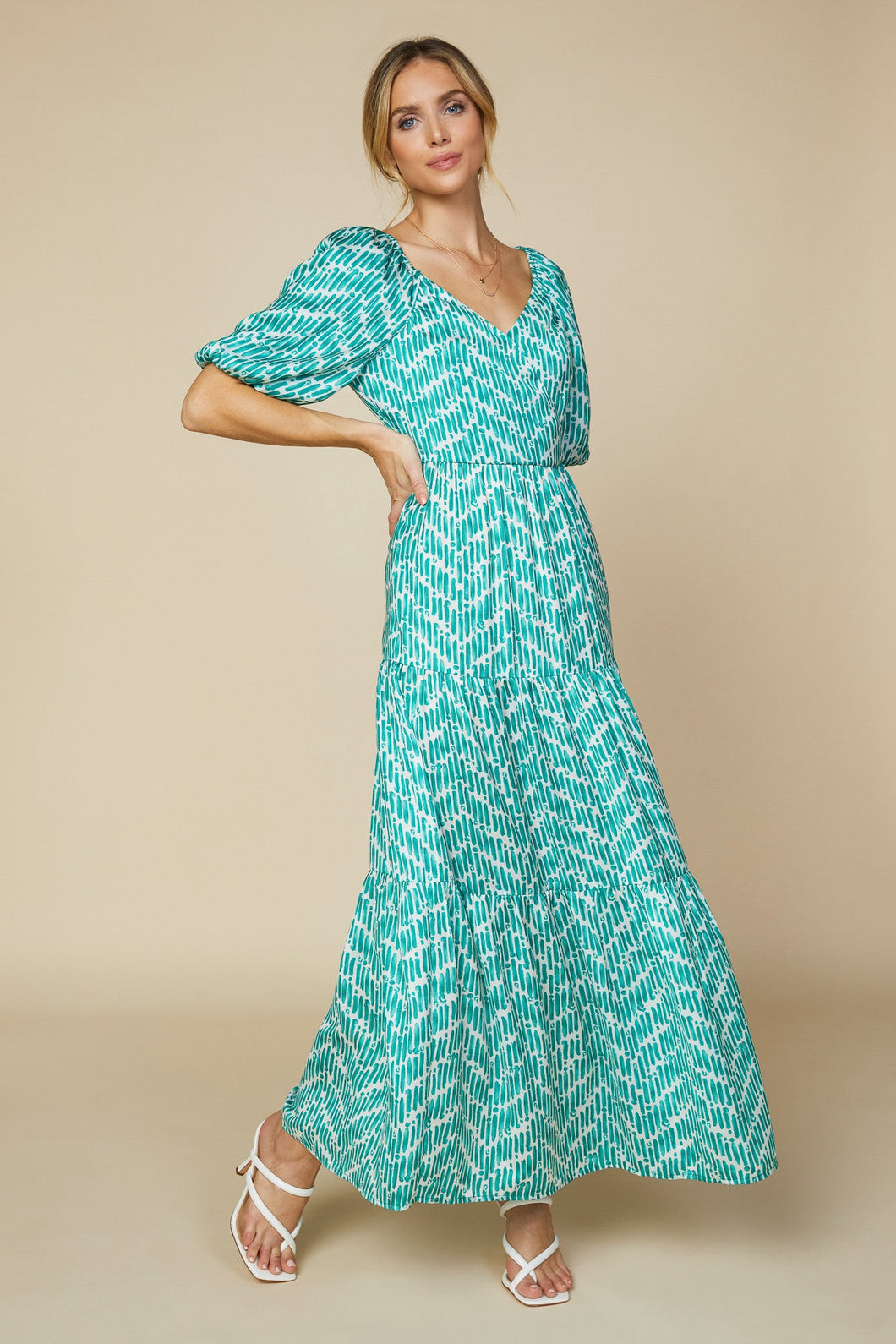 Watercolor chevron maxi dress