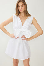 Load image into Gallery viewer, V neck dress with oversized bow front detail- black or white
