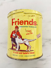 Load image into Gallery viewer, Vintage Friends yellow smoking tobacco tin
