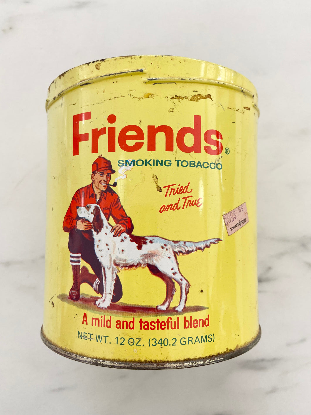 Vintage Friends yellow smoking tobacco tin