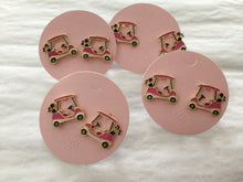Load image into Gallery viewer, Pink Golf Cart Enamel Stud Earrings
