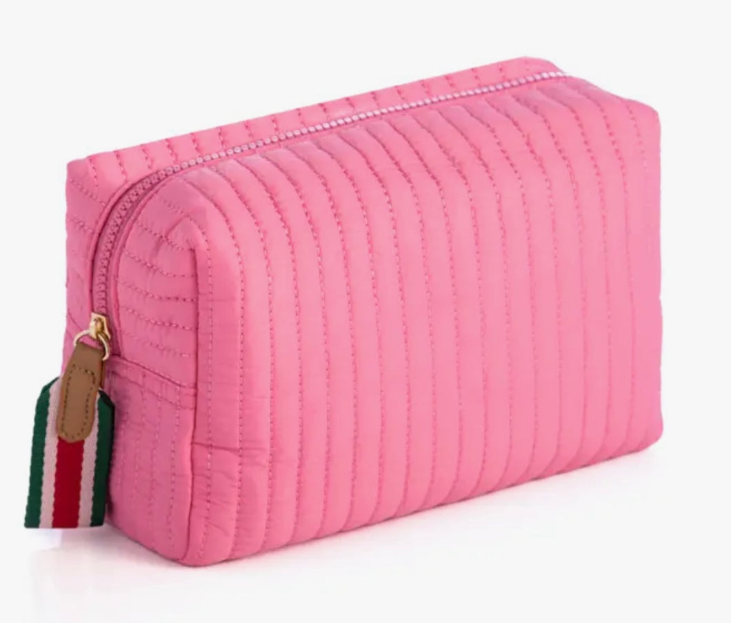 Quilted puffer cosmetic pouch